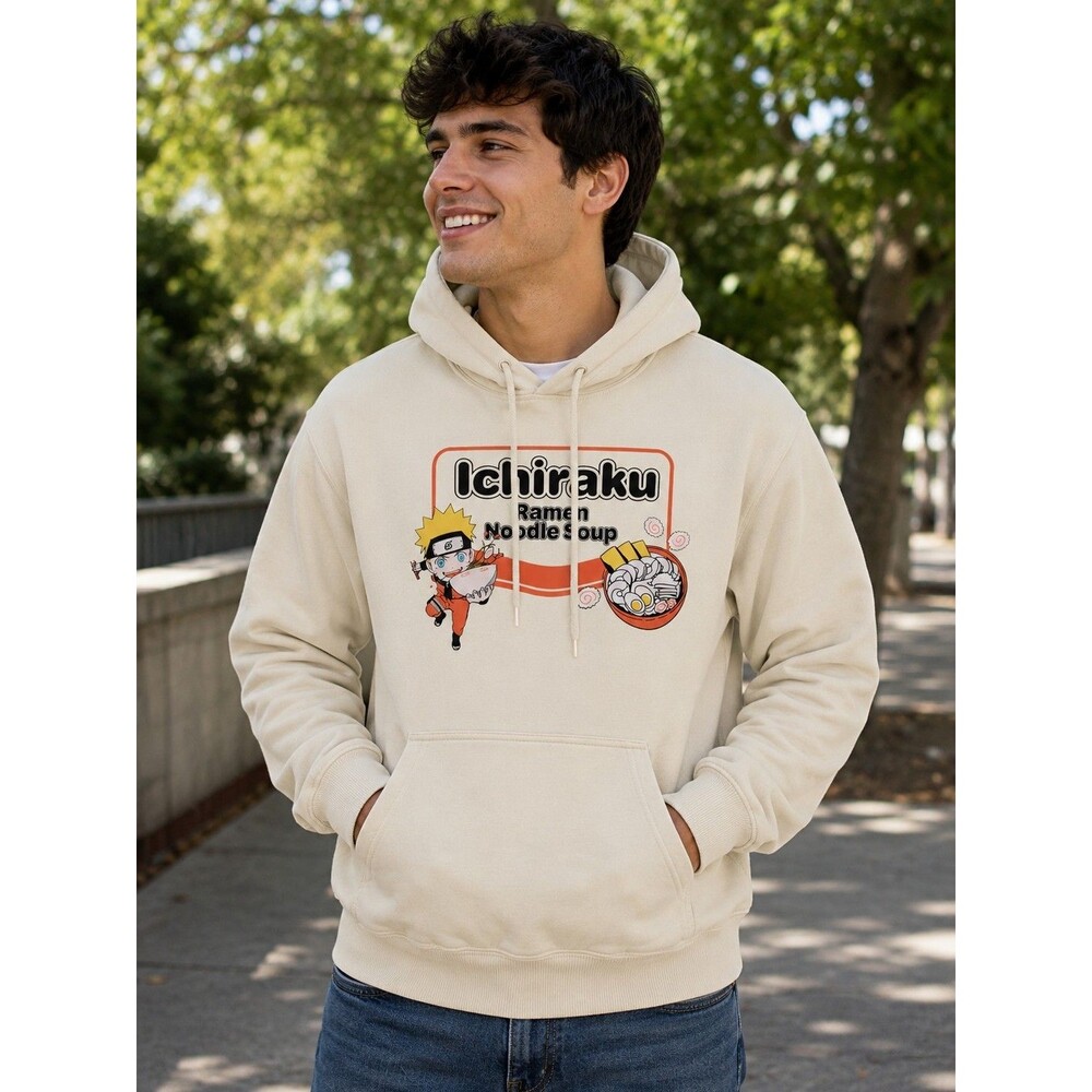 Ichiraku Ramen Noodle Soup Naruto Anime Graphic Hoodie Pullover Cream Unisex...